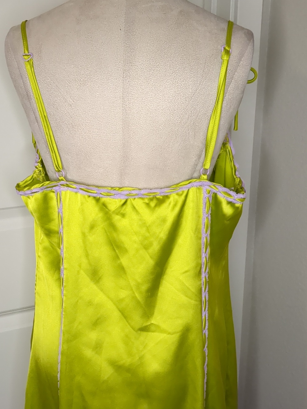 Betsey Johnson X Forever 21 Lime Green Satin Maxi Dress Plus Size - Picture 9 of 15